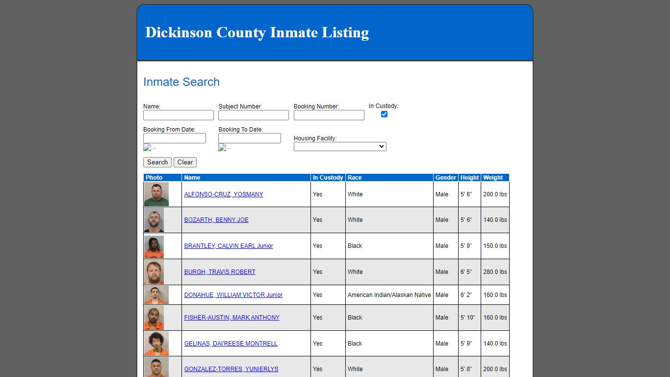 Dickinson County Inmate Listing - dkcokslaw.org