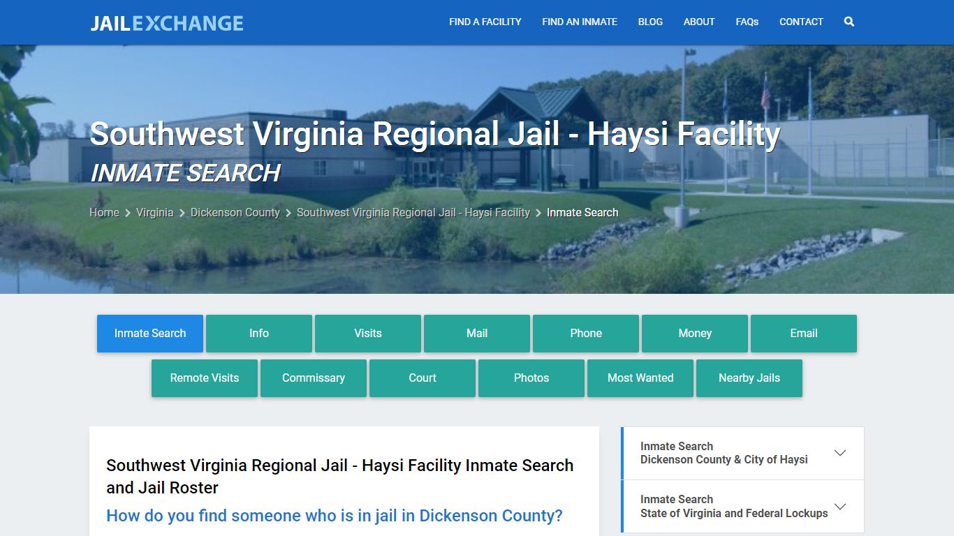 Southwest Virginia Regional Jail - Haysi Facility Inmate Search